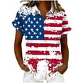 thumbnail image 2 of Mifsaly Short Sleeve Button Down Shirts for Women Lapel Collar V Neck Blouses Patriotic Hearts American Flag Print Independence Day Tops 2026 L, 2 of 5