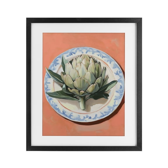 Stupell Industries Cottage Retro Artichoke over Orange Black Framed Print Under Glass, 13 x 16, by The Prints Vibe