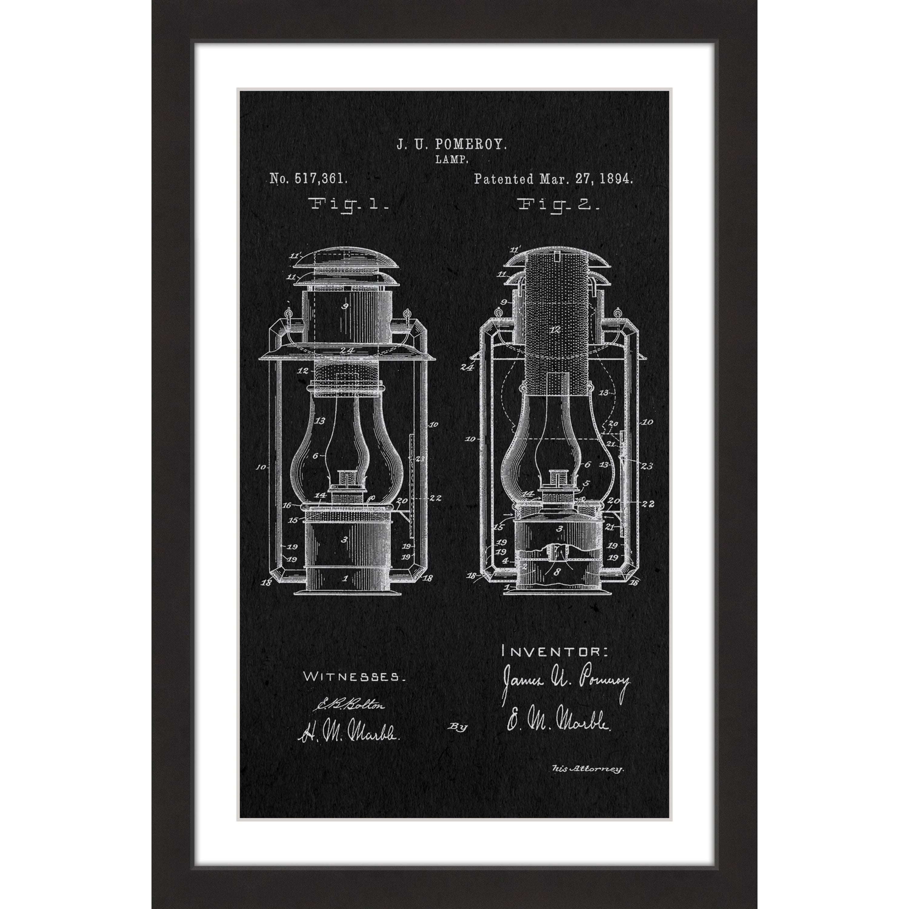 "Lantern 1894 Black Paper" Framed Painting Print
