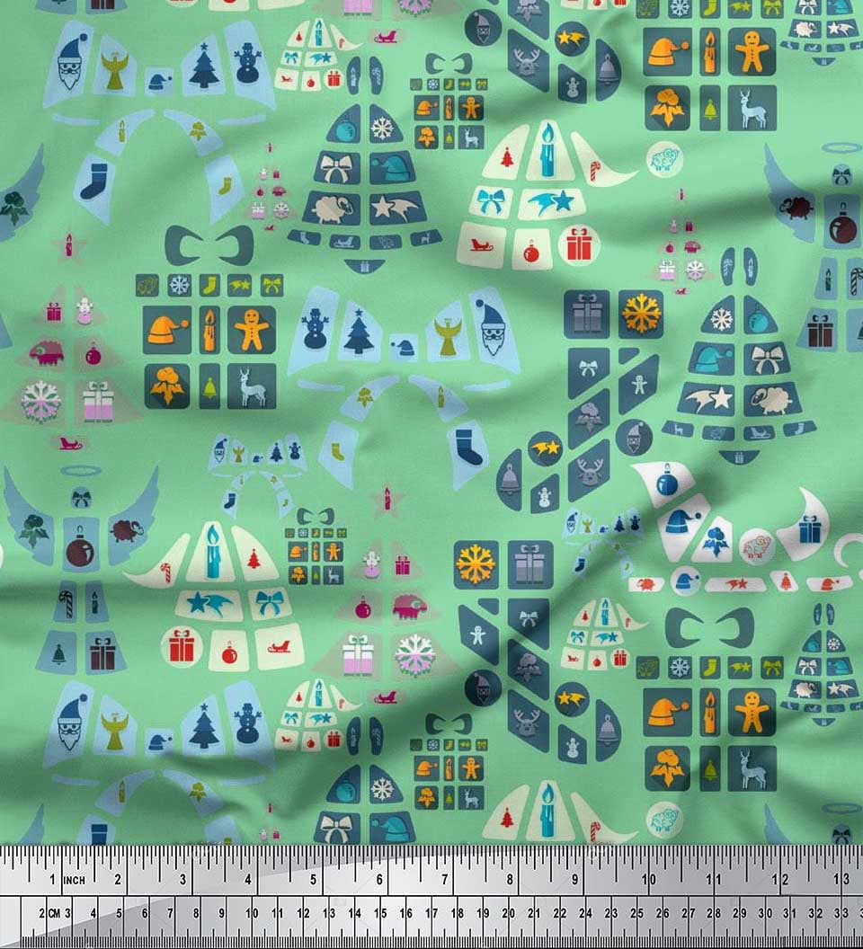 Soimoi Rayon Fabric Christmas Theme Party Print Sewing Fabric Yard 56 Inch Wide