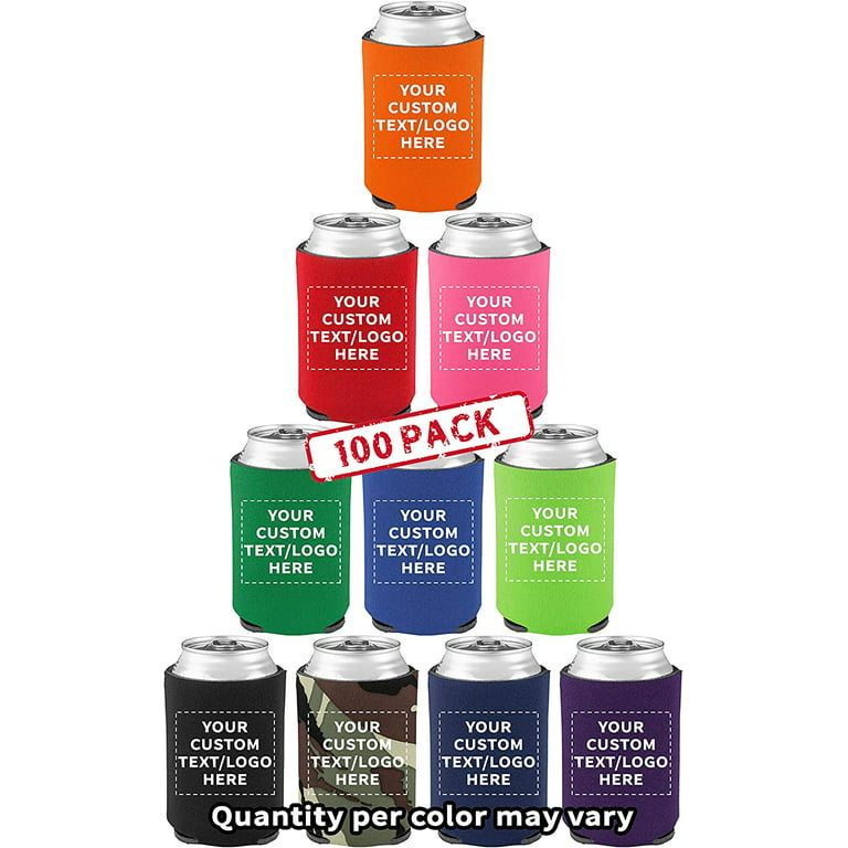 Personalized Can Coolers Set of 100 with Your Text Logo or Image Wedding  Favors Bachelor Party Favors Birthday Party Favors