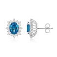 thumbnail image 2 of Arista 5 3/8 Carat T.W. Swiss Blue CZ and White Sapphire White Flower Women's Earrings in Sterling Silver, 2 of 3