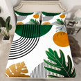 thumbnail image 2 of Manfei Tropical Monstera Leaf Twin Sheet Sets,Modern Geometric Aesthetic Twin Fitted Sheet,Black Stripes Lines Flat Sheet For Men Women,Microfiber Bedroom Decor,3 Pieces, 2 of 7