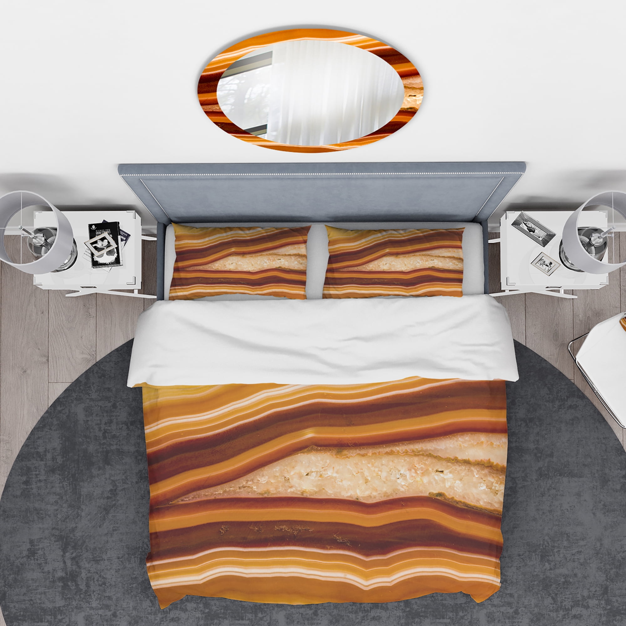 Designart 'Orange Geode Chrystal' Abstract Duvet Cover Set