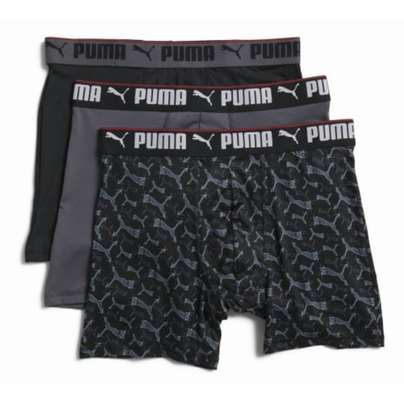 PUMA MEN'S 3 PACK - PHG 243 256 LOGO SH BLACK - LARGE - UNDERWEAR X3 BOXER BRIEF