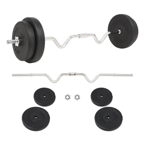 Pemberly Row Versatile 66.1lbs Barbell Set in Black - Star Locks Included