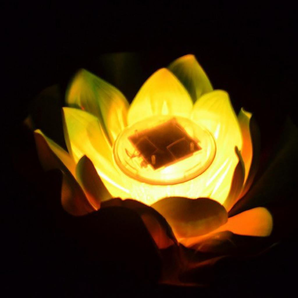 Solar Powered 7 Color LED Floating Lotus Light Night Lamp Fountain Lantern 
