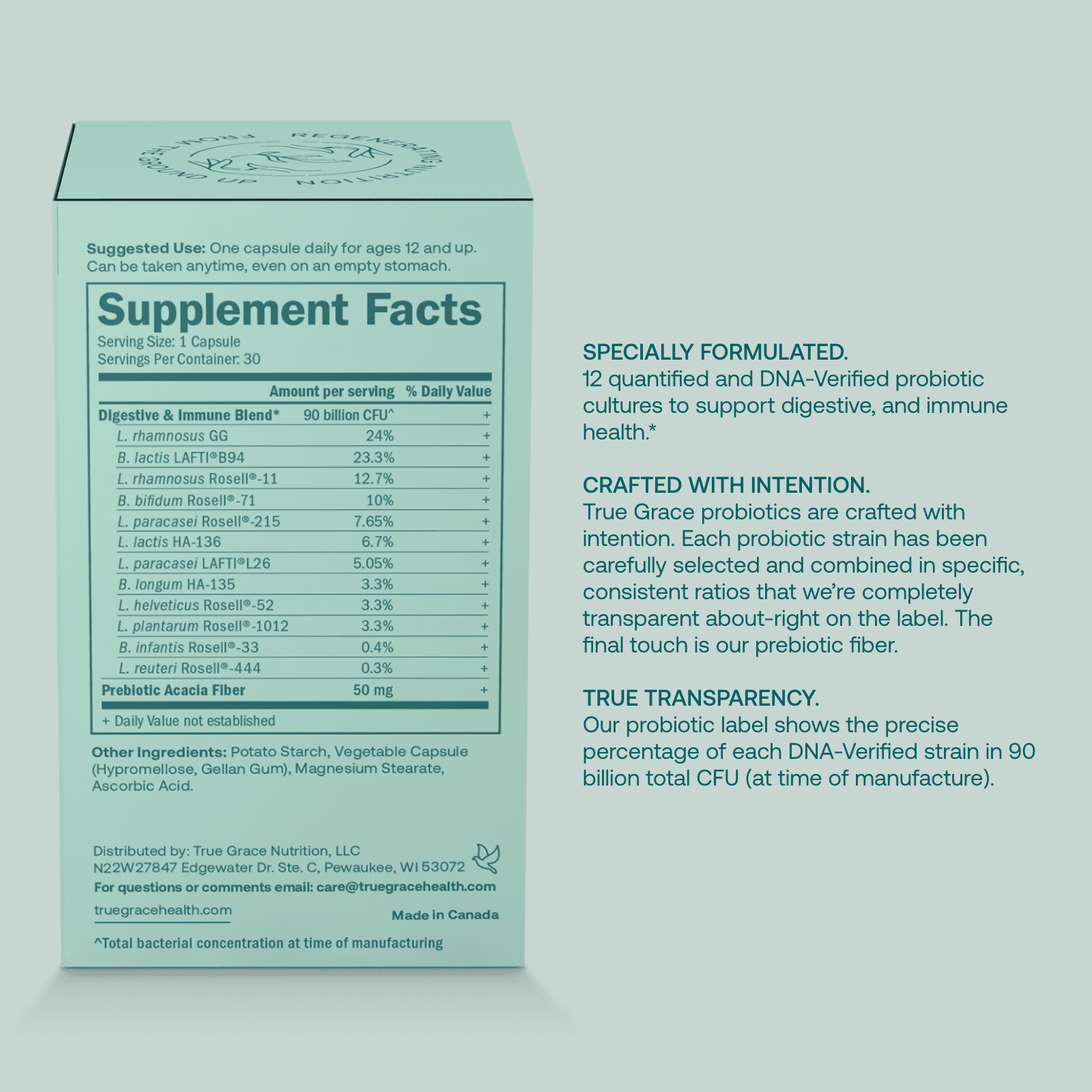 One Daily Probiotic for Digestive & Immune Healh - 90 Billion CFUs (30 Vegetarian Capsules)