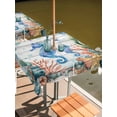 thumbnail image 2 of Outdoor Tablecloths with Umbrella Hole & Zipper, Seahorse Coastal 54x54 Inch Square Tablecloths, Summer Nautical Starfish Coral Grey Wooden Waterproof Table Cloth, Patio/Pool/Picnic Table Covers, 2 of 8