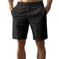 thumbnail image 2 of TQWQT Mens Linen Shorts Dressy Casual Elastic Waist Breathable Big and Tall Shorts Trendy Summer Beach Vacation Shorts with Pockets Black S, 2 of 9