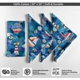 thumbnail image 4 of Vargottam Designer Cotton Canvas Napkins - Set of 12, 20-Inch, Blue Ocean Print, Durable & Absorbent Cloth Napkins for Dining, Parties, and Home Decor - Machine Washable, 4 of 7