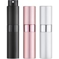 thumbnail image 1 of Botella de perfume vacía de 8 ml (plata, rosa, negro) (3 piezas) Mini spray de viaje, pulverizador atomizador, 1 of 5