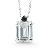 Gem Stone King 925 Sterling Silver Black Onyx Necklace Set with Moissanite (7.50 Cttw)