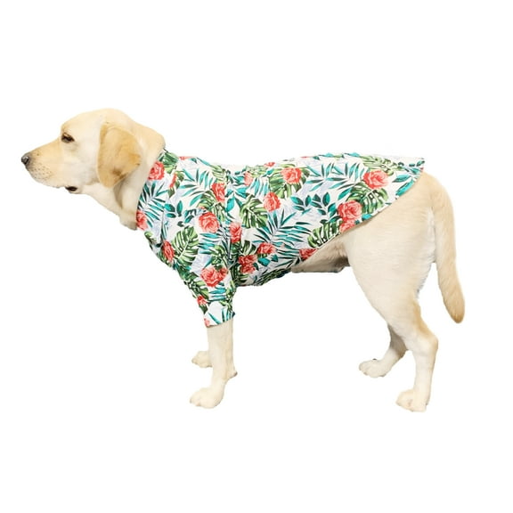 BT Bear Dog Hawaiian Costume, Dog's Cool T-Shirts Summer Clothes, Hawaiian Shirt for Dogs, Design for Summer Luau Style Beach Camp Vacation Floral