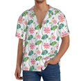 thumbnail image 1 of Fotbe Lotus Flower Camisa Estampada de Manga Corta para Hombre, Casual de Verano, Estilo Playero, Sin Arrugas-X-Large, 1 of 5