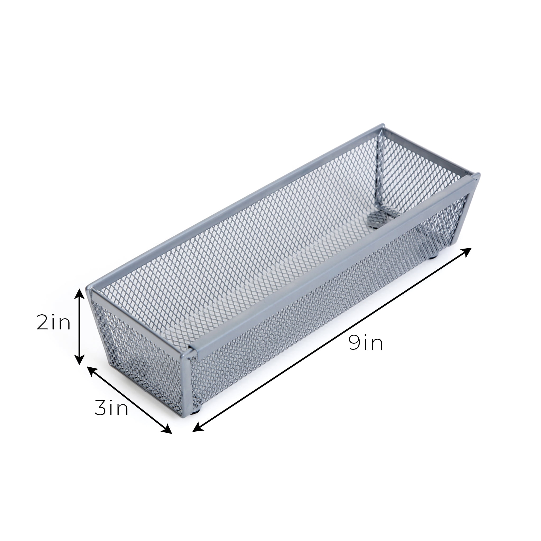 Smart Design Drawer Organizer - Set of 6 - Steel Metal Mesh - 9 x 3 Inch - Interlocking Arm Connection - Utensils, Flatware, Organization - Kitchen - Silver