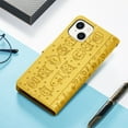 thumbnail image 6 of Allytechgroup Flip Wallet Case [Cat & Dog Cute Embossed Pattern] for iPhone 14 Plus with Card Slots Cash Holder, Magnetic Clasp Shockproof Kickstand Cover with Hand Strap, Yellow, 6 of 6