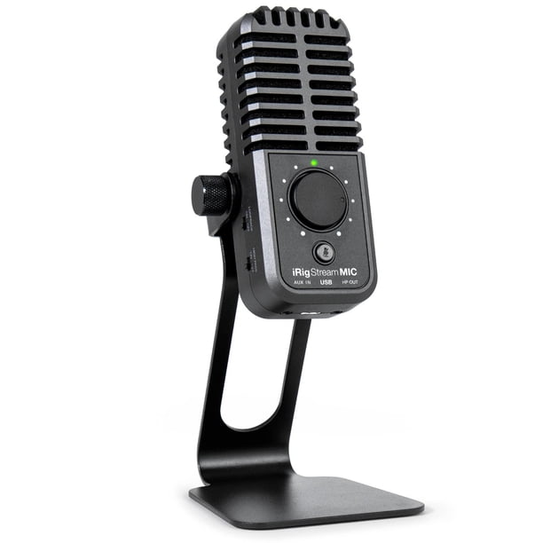 Micrófono Multipatrón con Interfaz de Audio Integrada iRig Stream Mic USB IK MULTIMEDIA plateado 15.4x26.7x11.6