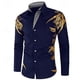 thumbnail image 1 of Camisa abotonada para hombre con mangas largas, camisa moderna y cómoda de alta calidad con patrón impreso en 3D en el cuello., 1 of 6