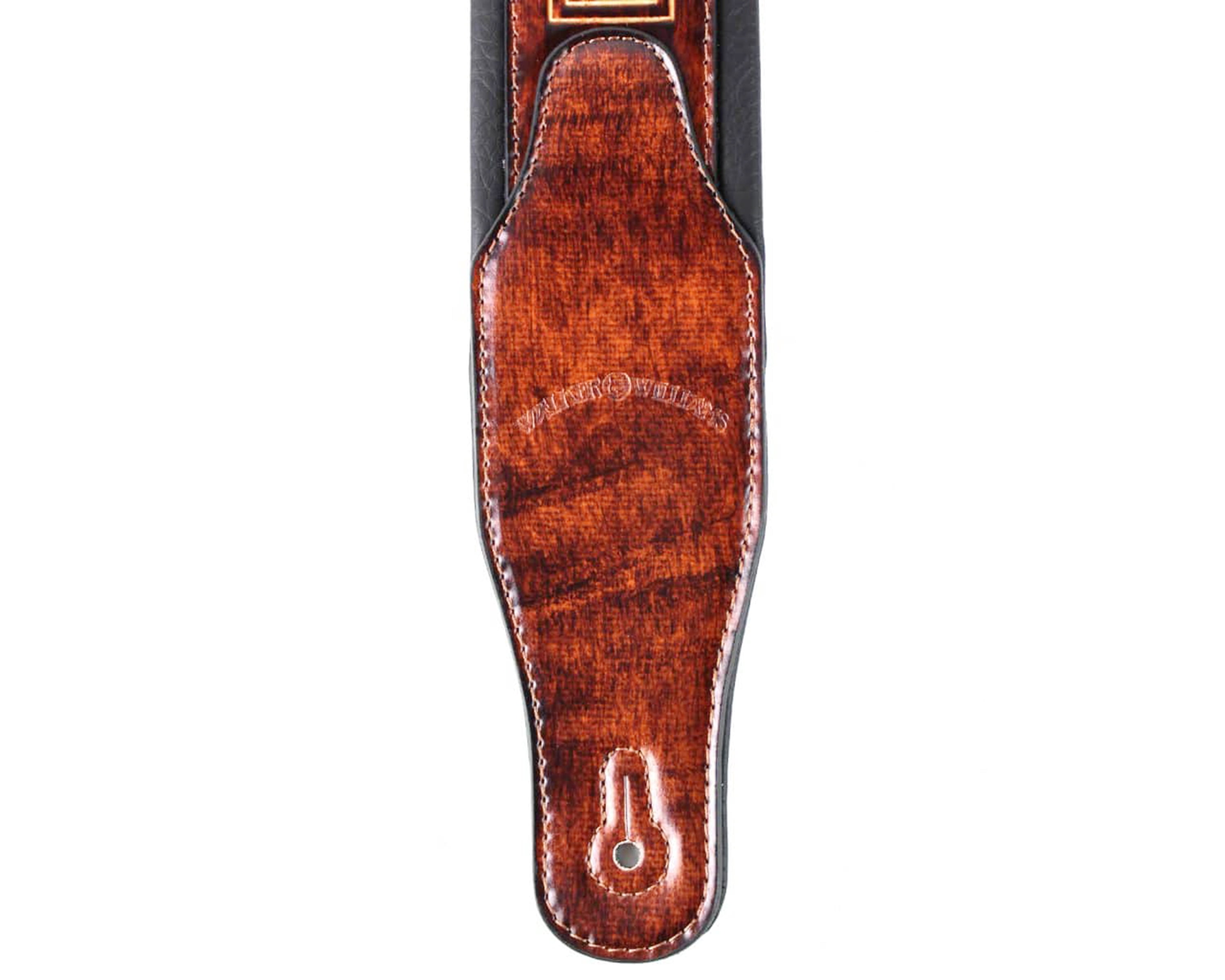 Walker & Williams GB-181 Bourbon Brown Brushed Celtic Chain Design Padded Guitar Strap