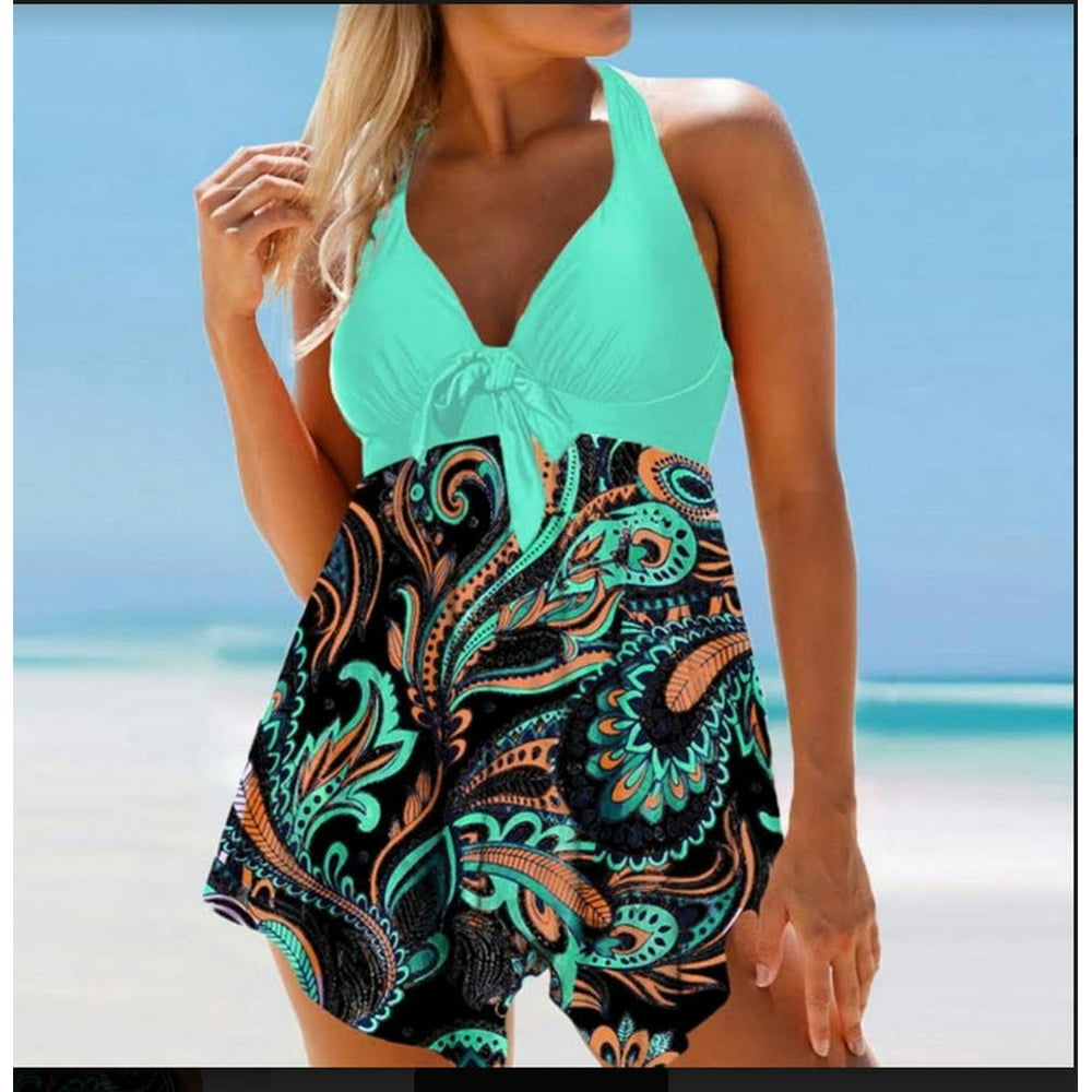 2 Piece Bathing Suits For Women, Trendy High Waisted Bikini Tankini