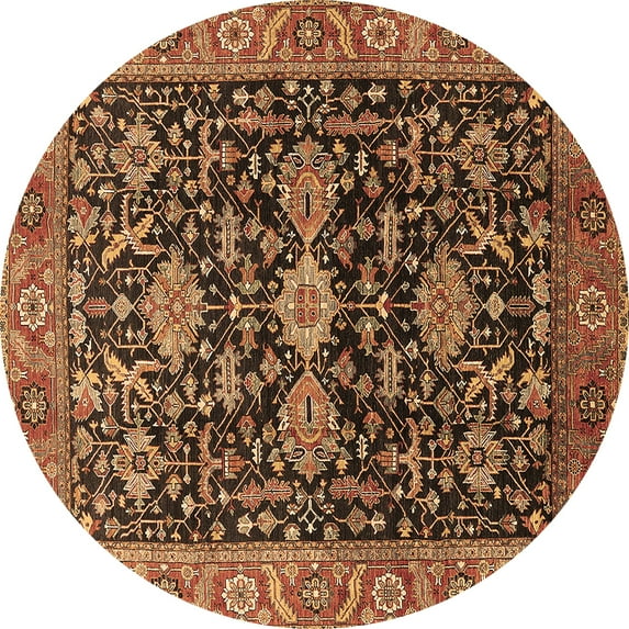 Ahgly Company Indoor Round Oriental Brown Industrial Area Rugs, 3' Round