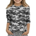 thumbnail image 2 of Frwgonr Girls 3/4 Sleeve Fall Graphic Tops Dark Gray Kids Summer Fall Crewneck Loose Casual Tops Tees Size 3T-12, 2 of 5