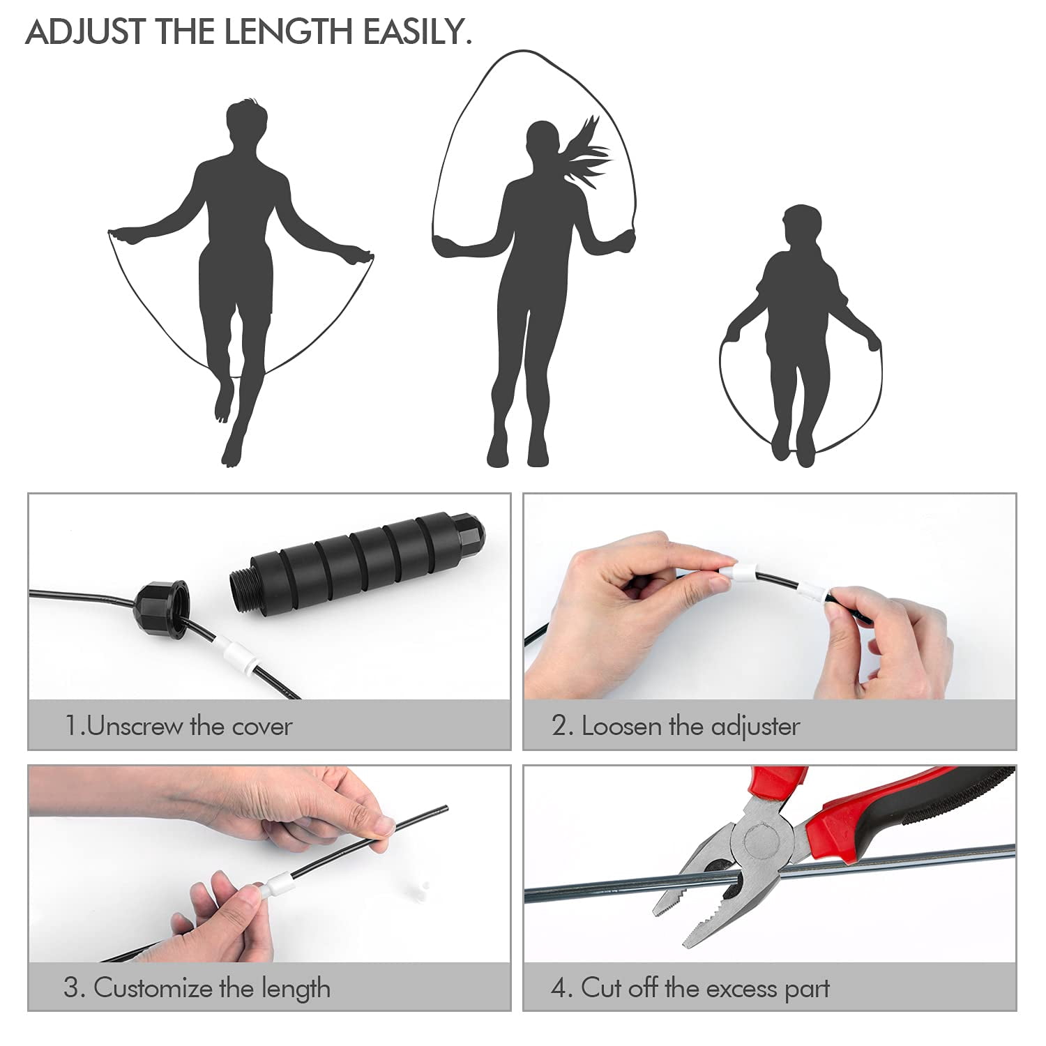 Jump rope, non-tangled fast jump rope with ball bearing, suitable for both women and men, adjustable steel jump rope, with foam handle, suitable for home gym exercises, fitness, and training.