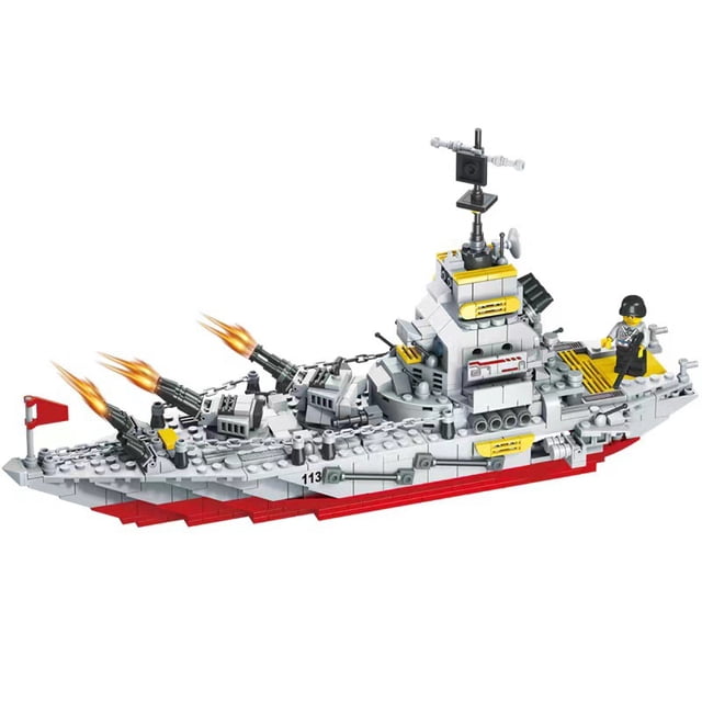 Compatible con los bloques de construcción de juguetes de inteligencia para niños de Lego: portaaviones, crucero, buque de guerra militar