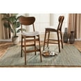 thumbnail image 6 of Baxton Studio Katya Mid-Century Modern Grey Fabric Upholstered and Walnut Brown Finished Wood 2-Piece Bar Stool Set, 6 of 7