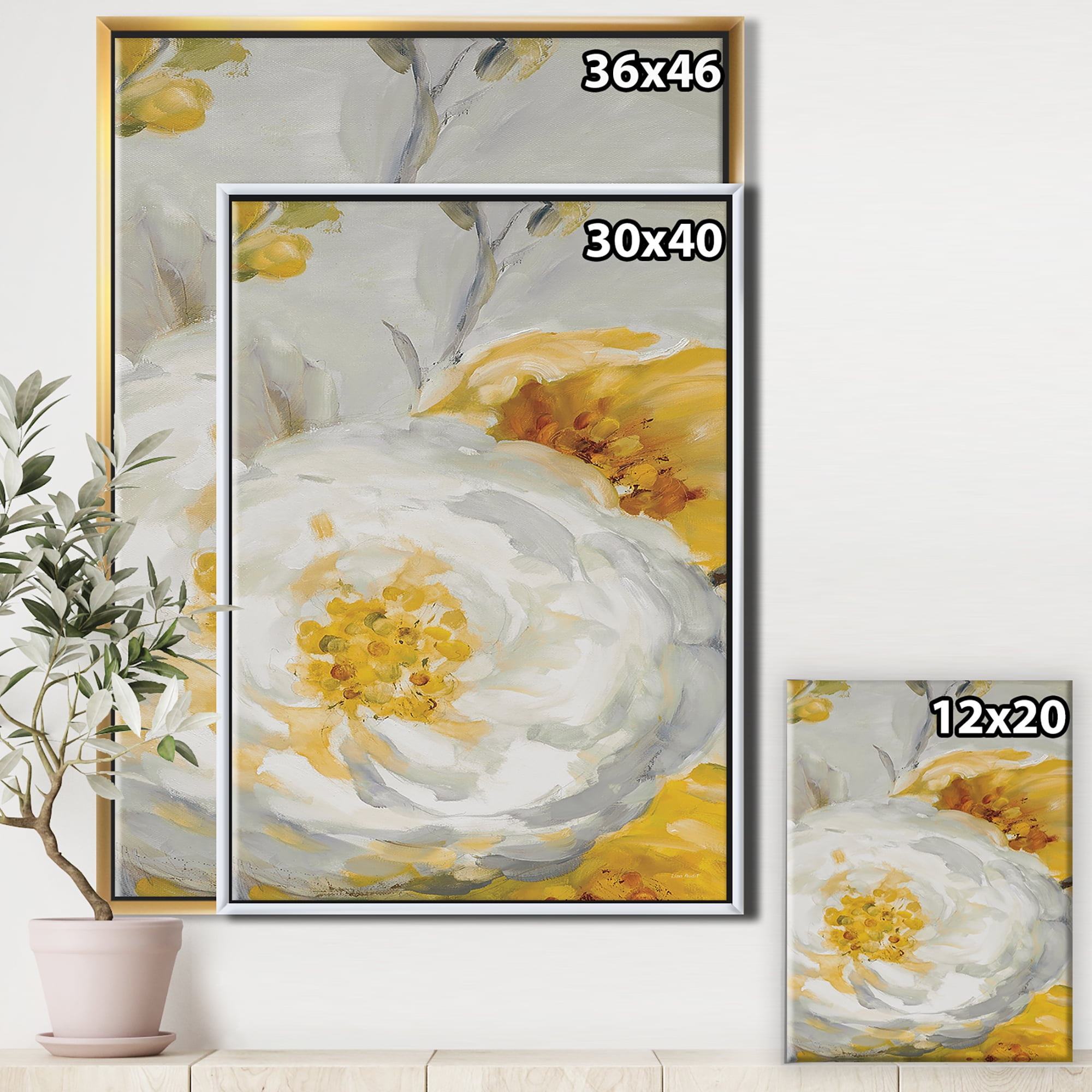 Designart ' Sunshine Yellow Flower I ' Floral Framed Canvas