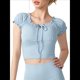 thumbnail image 1 of Camiseta de Verano con Cuello Halter y Hombros Descubiertos para Mujer, de Corta, de Punto Acanalado y Hombros Descubiertos Azul XL, 1 of 10