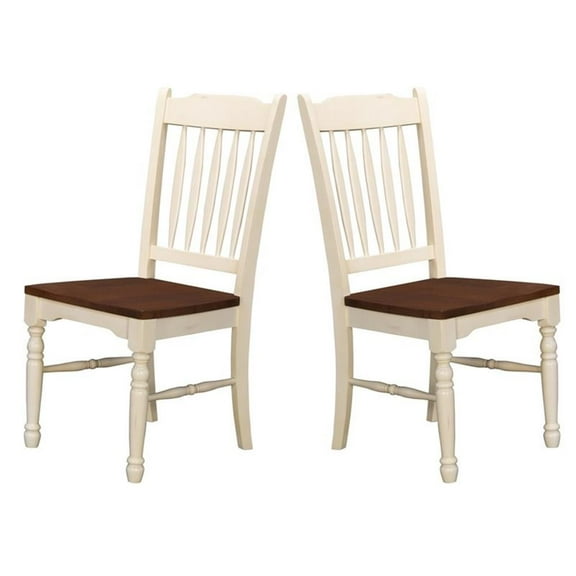 Bowery Hill Slatback Dining Side Chair in Buttermilk (Set of 2)