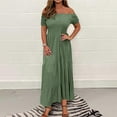 thumbnail image 2 of cfhntfmh Plus Size Dresses for Curvy Women Short Sleeve Smocked Tiered Maxi Dresses off the Shoulder Vacaotin Dress, 2 of 6