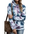 thumbnail image 2 of TWZH Women Tie Dye Printed Hooded Pullover Long Sleeved Loose Pocket Hoodies Tops, 2 of 6
