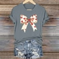 thumbnail image 6 of Womens Valentines Tshirts Cute Bow Valentine Day Graphic Tees Pullover Summer Short Sleeve Casual Tee Tops, M Gray, 6 of 6