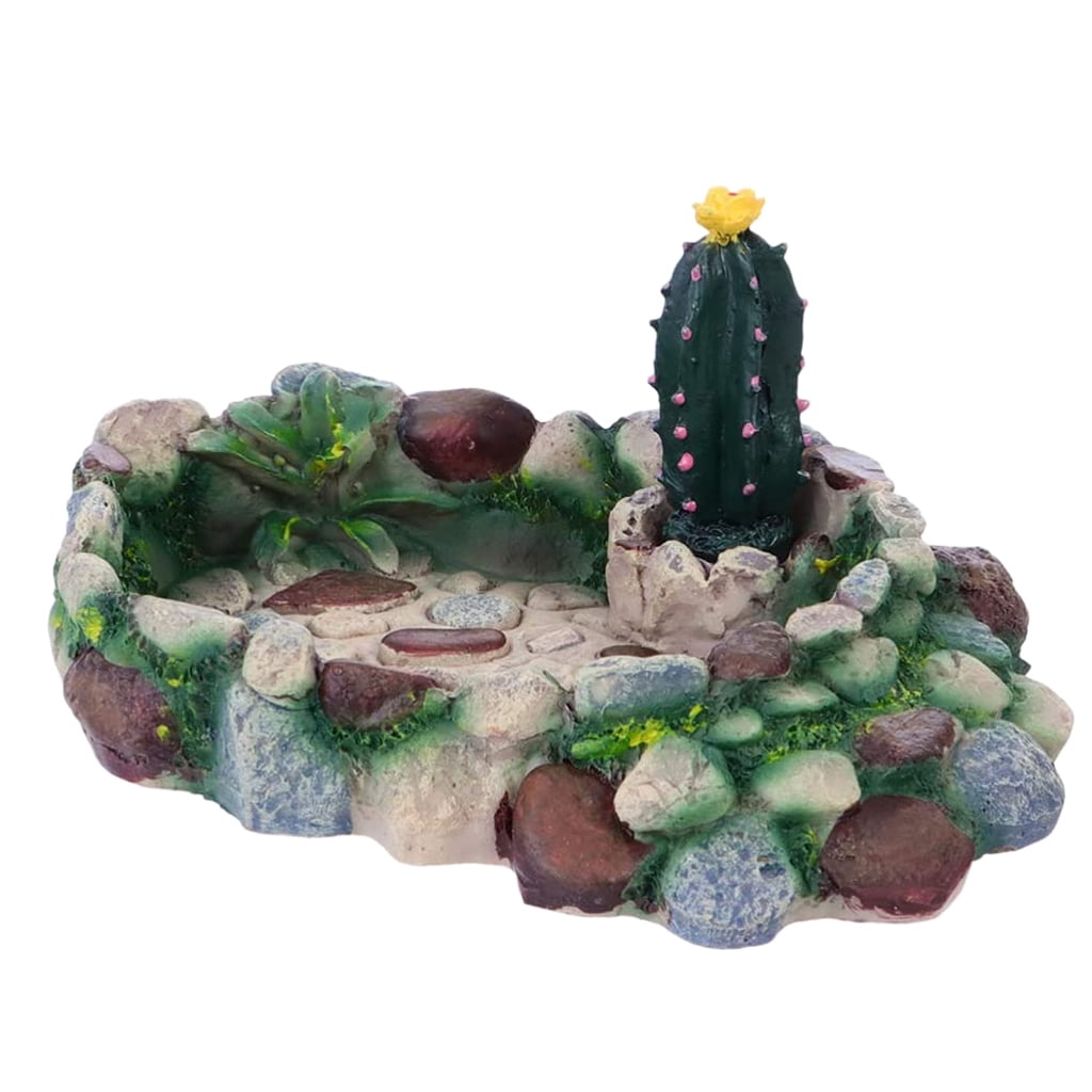 Reptile Bowl Corner Water Dish Round Food Bowl Resin Feeder for Small