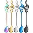 thumbnail image 1 of 5 cucharas de nota musical de café, cuchara de té de acero inoxidable, cuchara de postre para revolver, mermelada de batido Afortunado Sencillez, 1 of 5