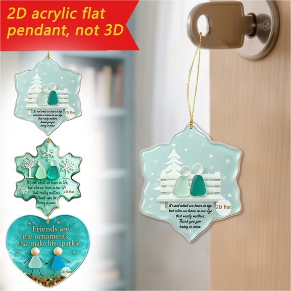 FAMTKT Christmas Ornaments Christmas Acrylic 2d Sea Glass Pendant Flat Christmas Tree Ornaments Christmas Hanging Decorations