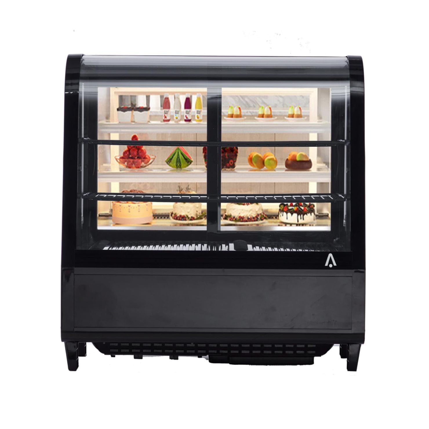 Yiwa 3.5 Cu.Ft Commercial Countertop Refrigerator, Display Refri with LED Display and Lighting, for Cafe Restaurant, Black