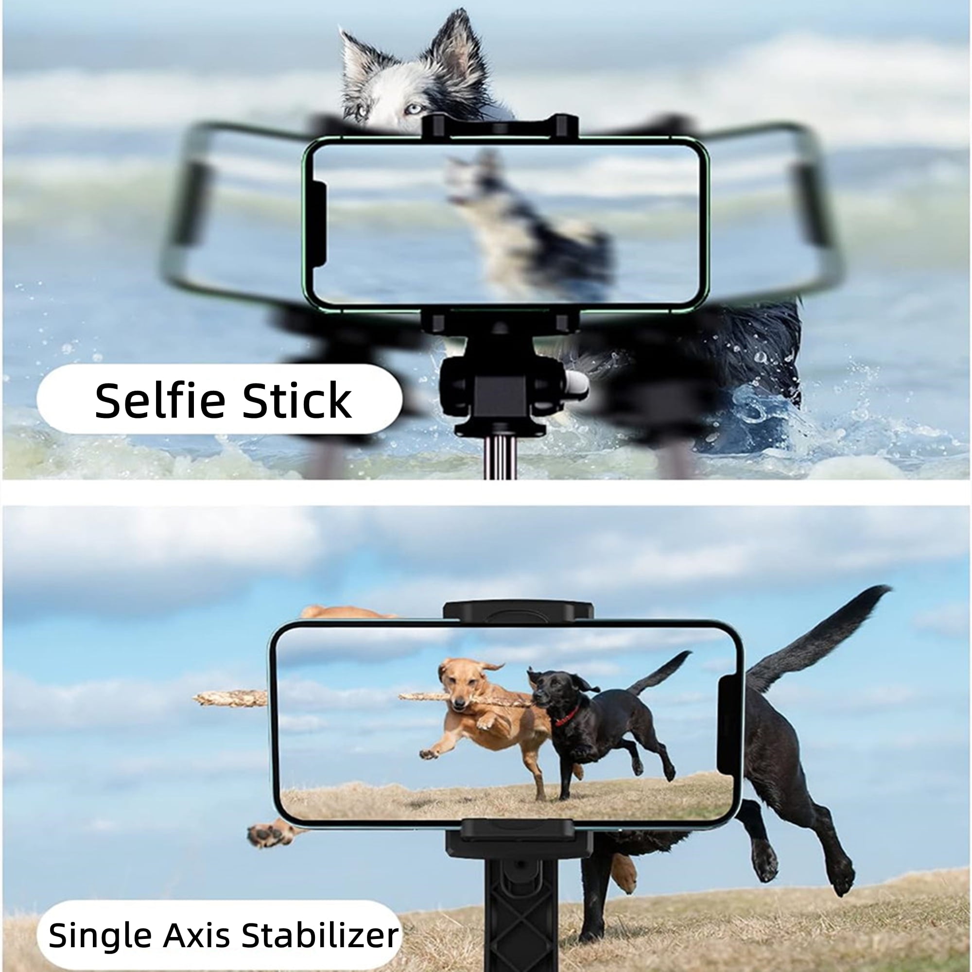 ME 4 in 1 Selfie Stick Gimbal Stabilizer, 360°Automatic Rotation, Auto Balance, Gimbal Stabilizer for Smartphone with Wireless Remote, 1-Axis Phone Gimbal for Vlog, Live Broadcast (Black)