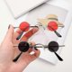 thumbnail image 3 of Vintage Rock Punk Man Sunglasses Classic Small Round Sunglasses Women Wide Bridge Metal Frame Black lens Driving Eyewear, 3 of 4