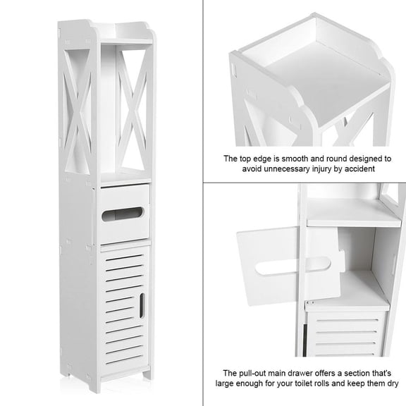 LHCER  Bathroom Storage Shelf, Bathroom Cupboard,80*15.5*15.5CM Bathroom Toilet Furniture Cabinet White Wood Cupboard Shelf Tissue Storage Rack