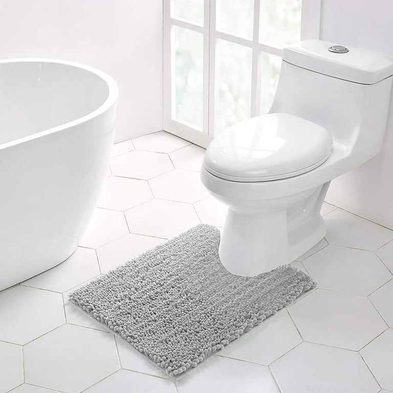 Homgreen Thicken 0.4 Bath Rugs Set, Bath Rug + Contour Mat + Toilet Seat  Cover, Super Long Soft Microfiber Water Absorbent & Non-Slip Bathroom Rugs  with PVC Point Rubber Backing,3 PCS 