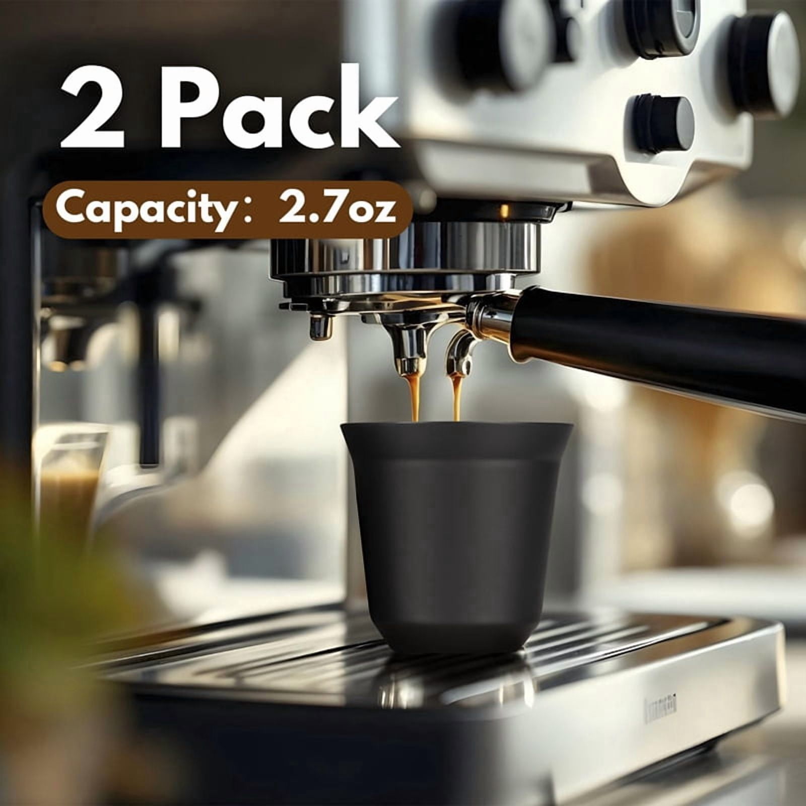 80ml Stainless Steel Espresso Cups Set - 4 Pack Double Wall 304 Stainless Steel Demitasse Cups 2.7oz,Black