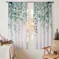 thumbnail image 2 of Sheer Curtain 63 Inch Length 2 Panels Light Filtering Window Curtain Sage Green Eucalyptus Sheer Voile Curtains Rod Pocket Window Treatment for Kitchen Living Room Rustic Watercolor Leaves Floral, 2 of 9