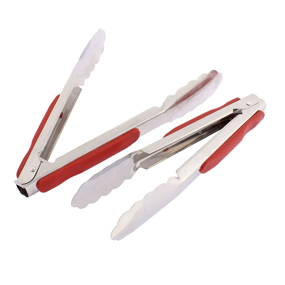 Plastic Coated Grip Stainless Steel Food Bread Tong 9" Length 2PCS