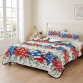 thumbnail image 2 of Queen Quilt Set 90''x96'', 4th of July Lightweight Summer Bedspread Coverlet Set with 2 Pillow Shams, Blue Red Stars Independence Day Rustic Breathable All Season Quilt Bedding for Bedroom/Guest Room, 2 of 9