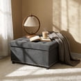 thumbnail image 5 of S-HOME Classic Tufted Design Storage Ottoman With Nailhead Trim 30 Inch Square Upholstered Footstool For Living Room Or Bedroom Decor, Dark Grey, 5 of 11