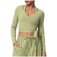 thumbnail image 2 of Idoravan Women V-Neck Long Sleeve Tops Women's Casual Fashion Solid Color Spring/Summer Long Sleeve Coat Tops, 2 of 4